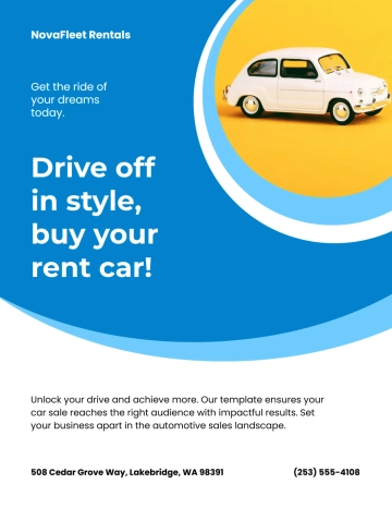 Free Blank Rent Car For Sale Flyer Template to Edit Online