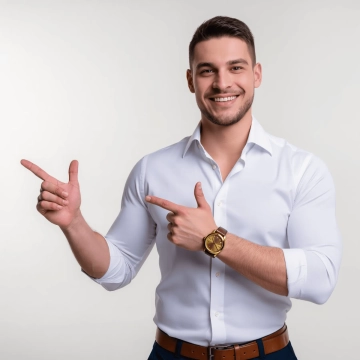Free Man Pointing Upward to Edit Online