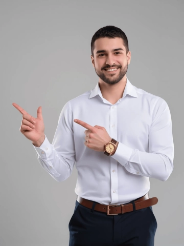 Free Man Pointing Upward Photo to Edit Online