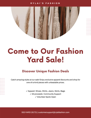 Free Creative Fashion Yard Sale Flyer Template to Edit Online