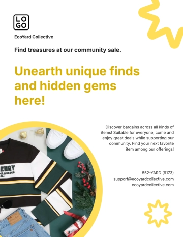 Free Yellow Community Yard Sale Flyer Template to Edit Online