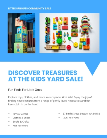 Free Cute Kids Yard Sale Flyer Template to Edit Online