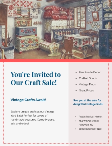Free Vintage Craft Yard Sale Flyer Template to Edit Online