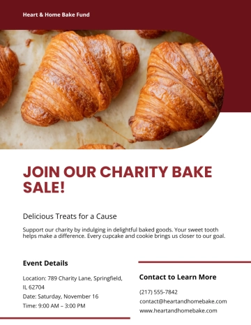 Free Professional Charity Bake Sale Flyer Template to Edit Online