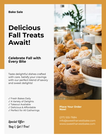 Free Simple Fall Bake Sale Flyer Template to Edit Online
