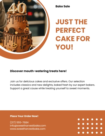 Free Delicious Cake Bake Sale Flyer Template to Edit Online