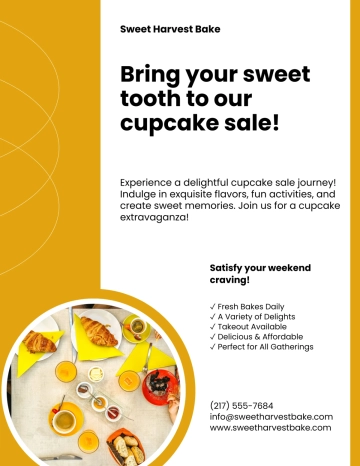 Free Yellow Shop Bake Sale Flyer Template to Edit Online