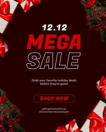 Free Simple December Mega Sale Facebook Post Template to Edit Online