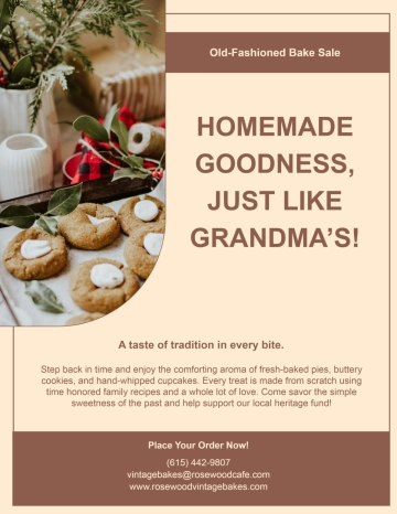 Free Vintage Bake Sale Flyer Template to Edit Online