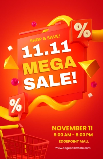 Free Geometric 11.11 Sale Template to Edit Online