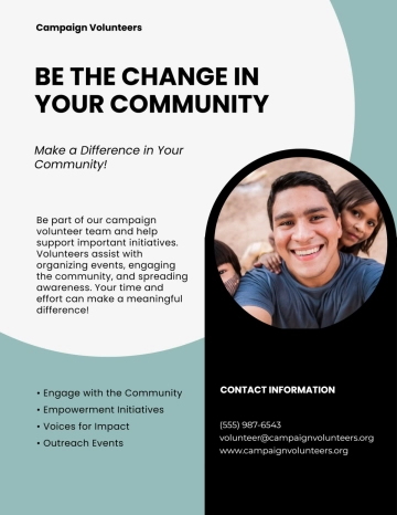 Free Campaign Volunteer Design Flyer Template to Edit Online