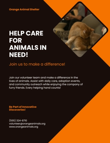 Free Orange Animal Shelter Volunteer Flyer Template to Edit Online