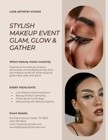 Free Stylish Makeup Event Flyer Template to Edit Online