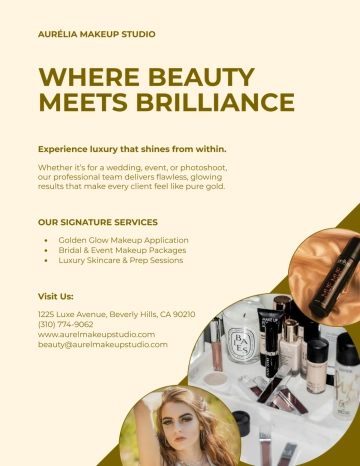 Free Gold Makeup Salon Flyer Template to Edit Online
