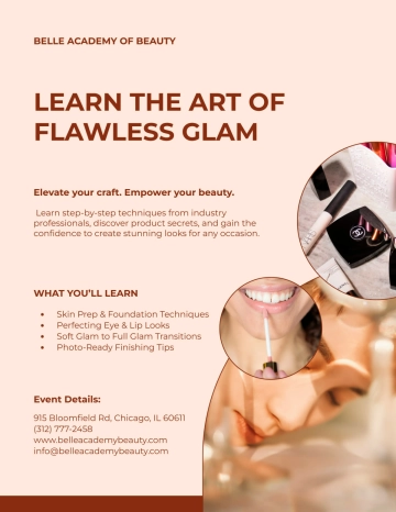 Free Makeup Masterclass Flyer Template to Edit Online