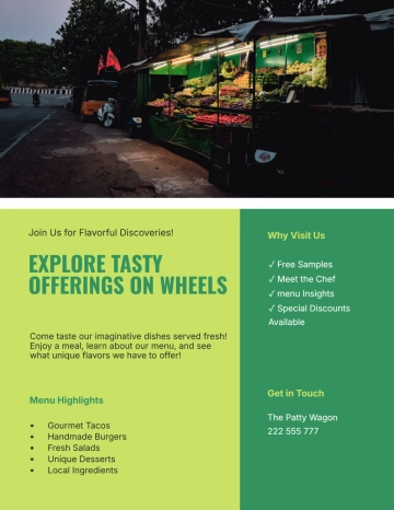 Free Creative Ideas Food Truck Flyer Template to Edit Online