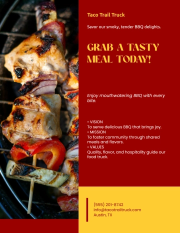 Free Yellow and Red BBQ Food Truck Flyer Template to Edit Online