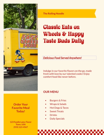 Free Retro Food Truck Flyer Template to Edit Online