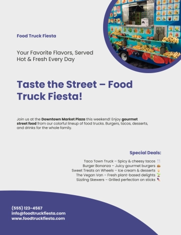 Free Colorful Vendor Food Truck Flyer Template to Edit Online