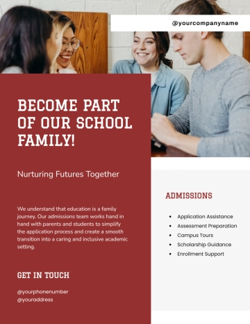Free Sample School Admission Flyer Template to Edit Online