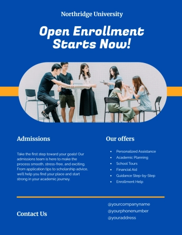 Free Open Enrollment School Admission Flyer Template to Edit Online
