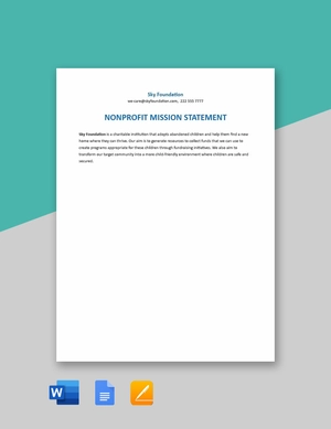 Sample Nonprofit Mission Statement Template