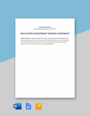 Real Estate Investment Mission Statement Template
