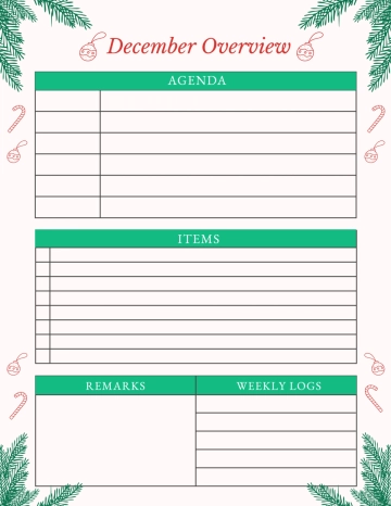 Free December Weekly Planner Template to Edit Online