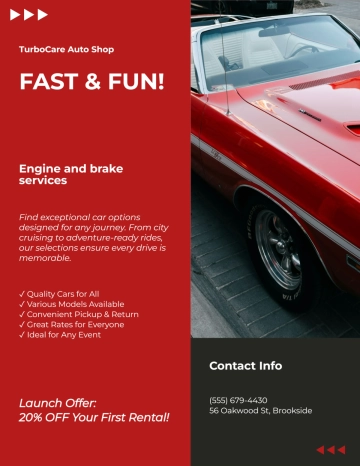 Free Editable Red Car Flyer Template to Edit Online