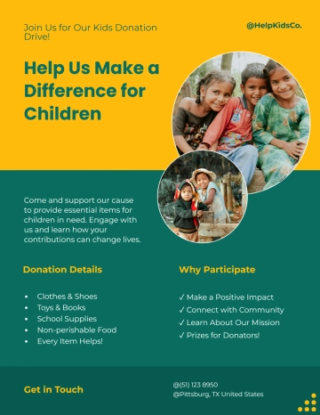 Free Kids Donation Flyer Template to Edit Online