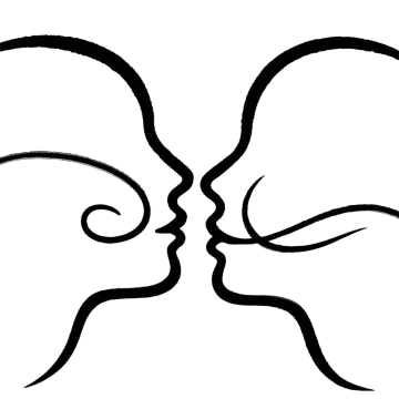 Minimal Line Art Kissing Faces Tattoo
