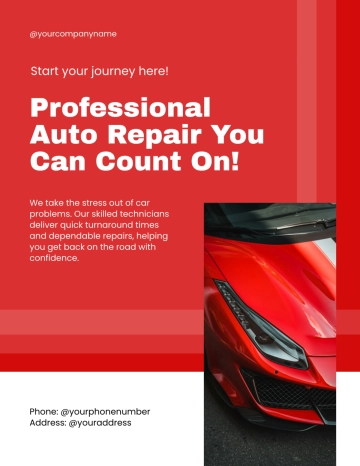 Auto Repair Car Flyer Template to Download