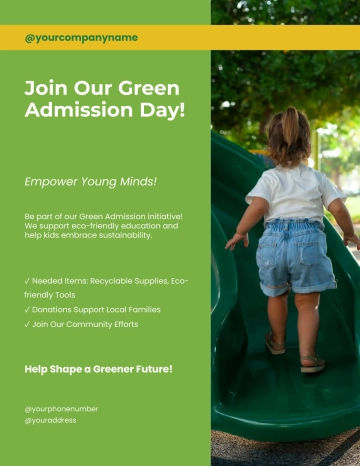 Free Green Admission Preschool Flyer Template to Edit Online