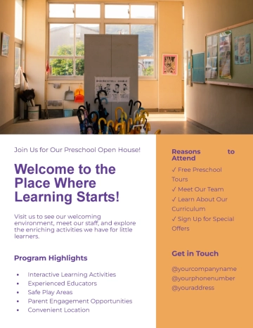 Free Welcome Preschool Flyer Template to Edit Online