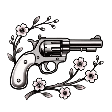 Free Floral Revolver Tattoo to Edit Online