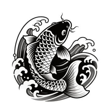 Free Japanese Koi Fish Tattoo With Waves to Edit Online