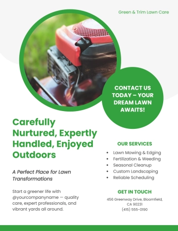 Free Printable Lawn Care Flyer Template to Edit Online