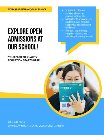 Free Simple Open School Admission Flyer Template to Edit Online