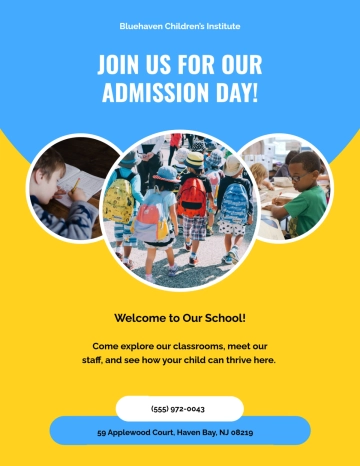 Free Children School Admission Flyer Template to Edit Online