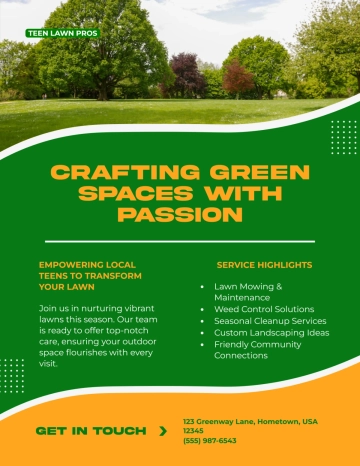 Free Creative Teen Lawn Care Flyer Template to Edit Online