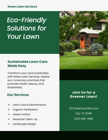 Free Green Hiring Lawn Care Flyer Template to Edit Online