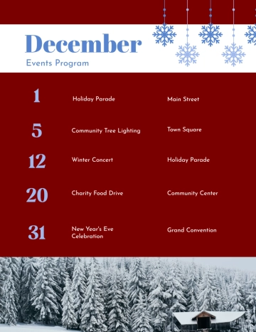 Free December Events Program Template to Edit Online