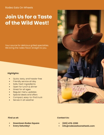 Free Rodeo Food Truck Flyer Template to Edit Online