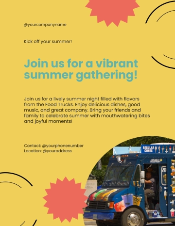 Free Aesthetic Summer Party Food Truck Flyer Template to Edit Online