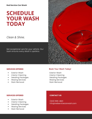 Free Red Service Car Wash Flyer Template to Edit Online