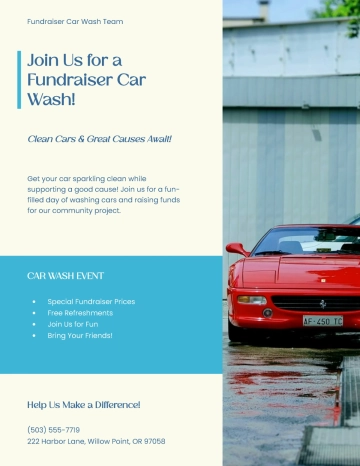 Free Fundraiser Car Wash Flyer Template to Edit Online