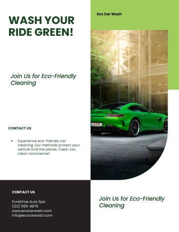 Free Green Sporting Car Wash Flyer Template to Edit Online