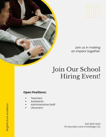 Free School Hiring Flyer Template to Edit Online