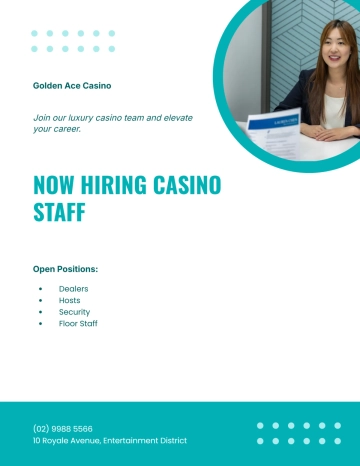 Free Modern Casino Hiring Flyer Template to Edit Online