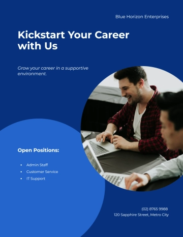 Free Blue Career Hiring Flyer Template to Edit Online